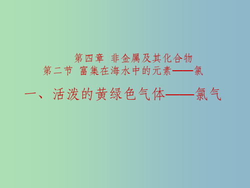 高中化学 第四章 第二节 活泼的黄绿色气体 氯气课件 新人教版必修1