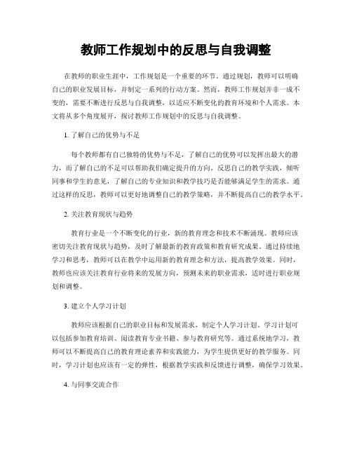 教师工作规划中的反思与自我调整