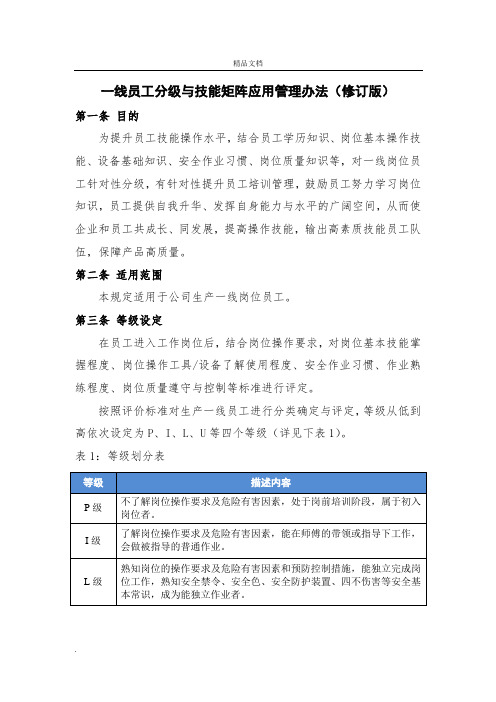 一线员工分级与技能矩阵应用管理办法