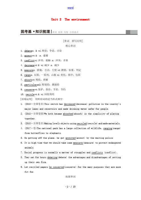 高考英语一轮复习 第1部分 Unit 2 The environment教学案(含解析)牛津译林版必