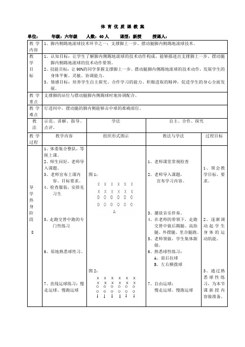 六年级体育《脚内侧踢地滚球》教案