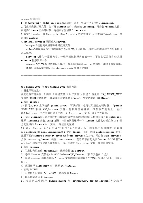 MSC Patran 2008 和 MSC Nastran 2008 安装方法