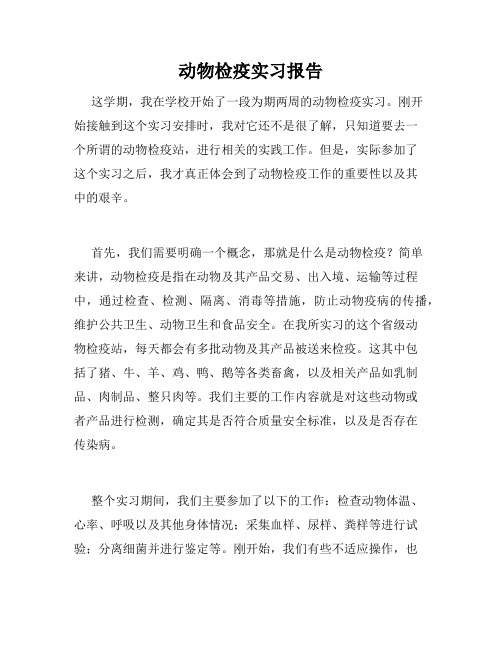 动物检疫实习报告