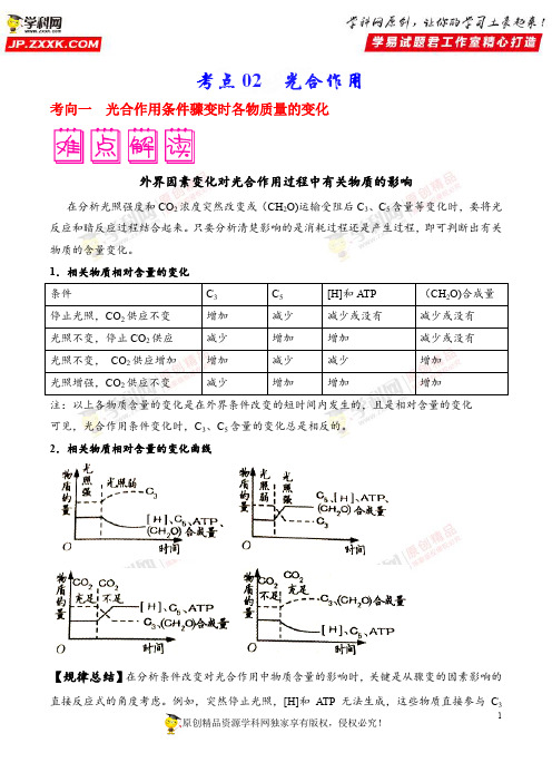 考点02 光合作用-备战2019年高考生物之困难考点突破(解析版)