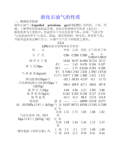 液化石油气的性质