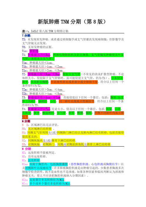 肺癌分期第八版