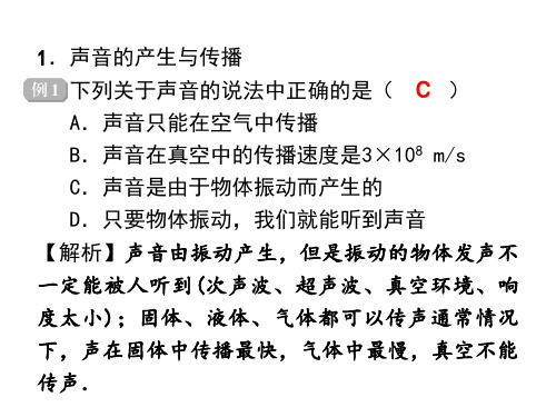 人教版九年级物理中考复习 专题2：声现象 课件 (共23张PPT)