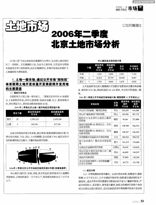 土地市场 2006年二季度北京土地市场分析