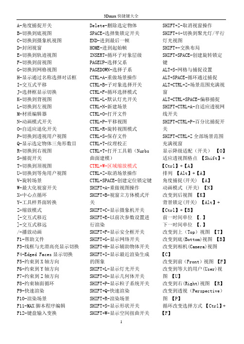 3dmax快捷键大全