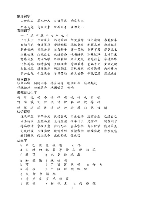 儿童1000常用字