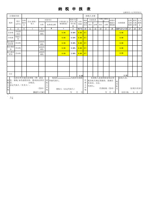 纳税申报表(地税)模版