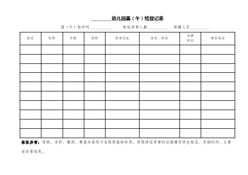 (托幼机构用)表格晨午检记录表(四张)