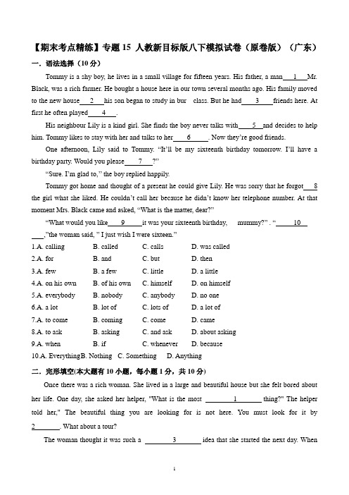 【期末考点精练】专题15_人教新目标版八下英语模拟试卷(原卷版)(广东)_