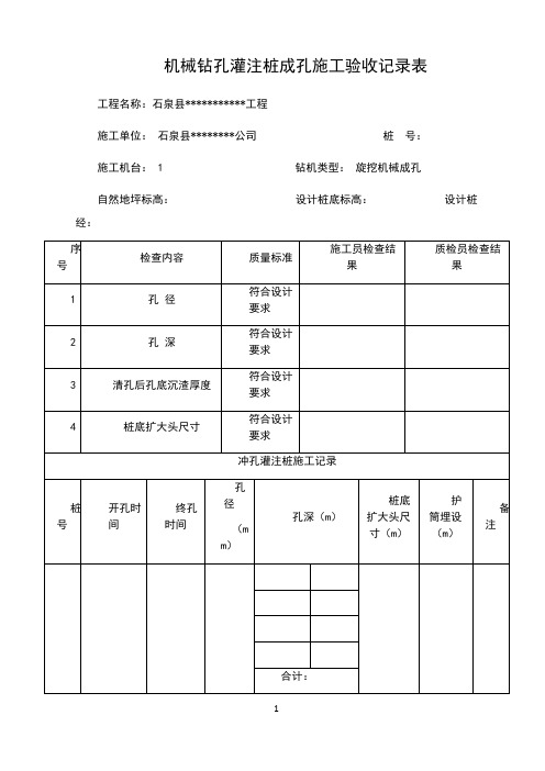 机械钻孔灌注桩成孔施工验收记录表