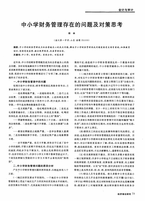 中小学财务管理存在的问题及对策思考