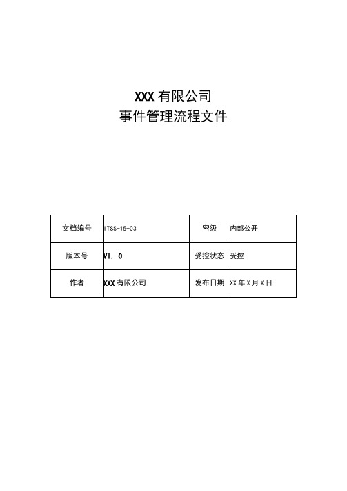 ITSS实例文件-事件管理流程文件-模板