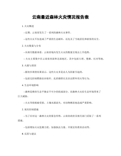 云南最近森林火灾情况报告表