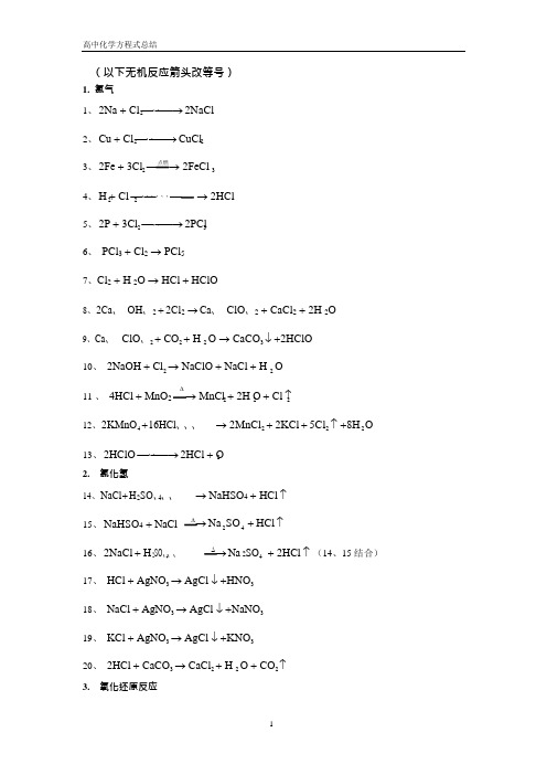 高中化学方程式大全(最最最完整版)(可编辑修改word版)