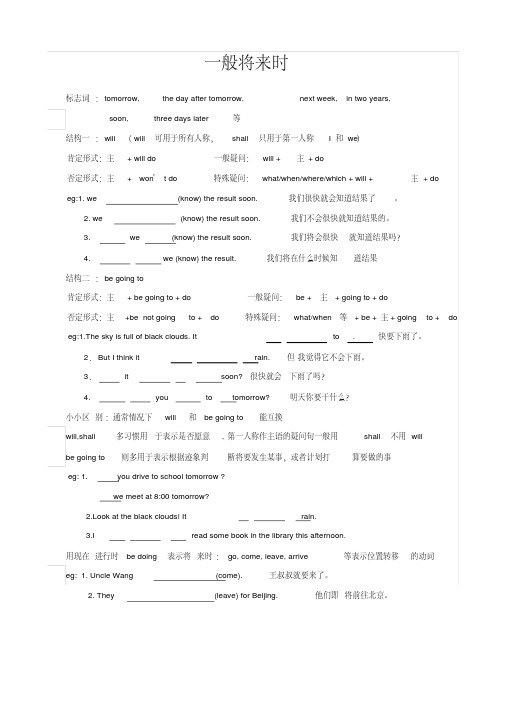 非常有用：小学六年级_一般将来时_讲议及练习