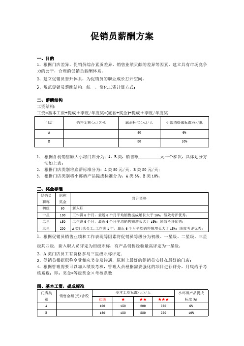 促销员薪资方案 