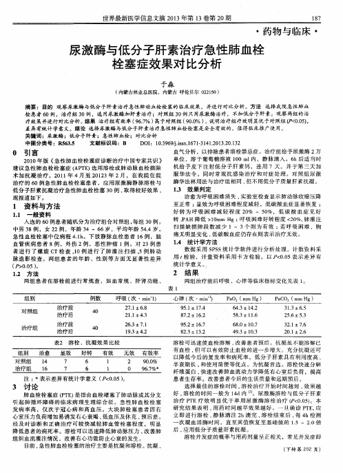 尿激酶与低分子肝素治疗急性肺血栓栓塞症效果对比分析