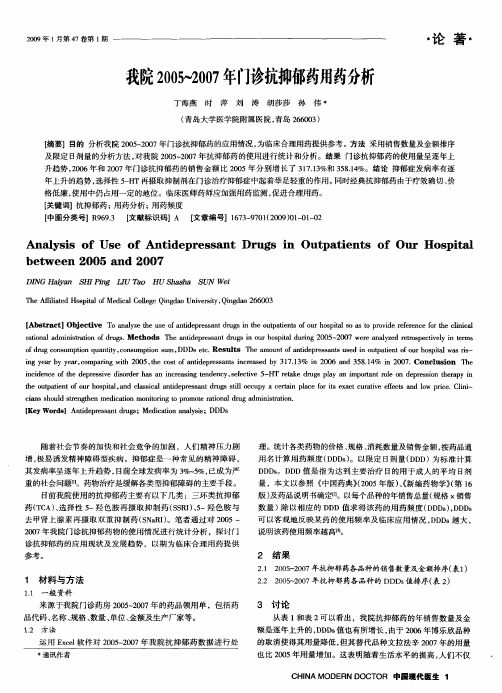 我院2005～2007年门诊抗抑郁药用药分析