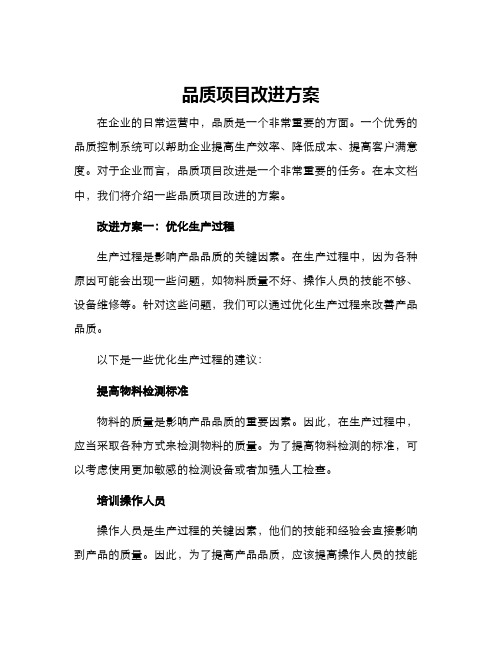 品质项目改进方案