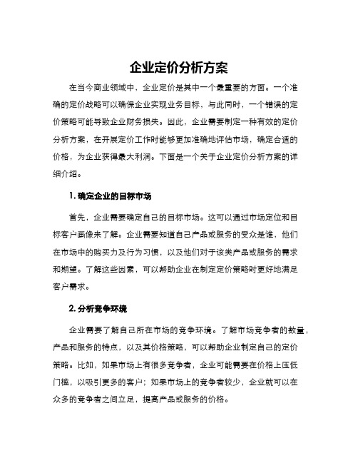 企业定价分析方案