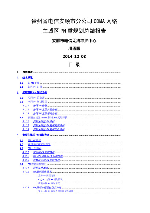 CDMA网络主城区PN重规划总结报告》_行政公文_工作范