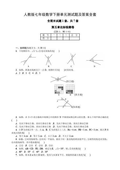 人教版七年级数学下册单元测试题及答案全套