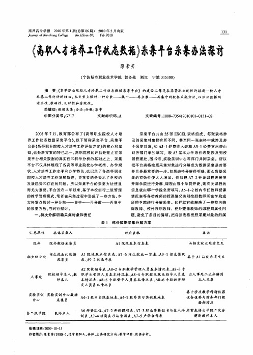 《高职人才培养工作状态数据》采集平台采集办法探讨