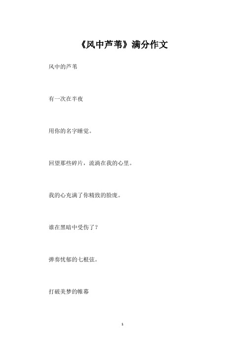 《风中芦苇》满分作文