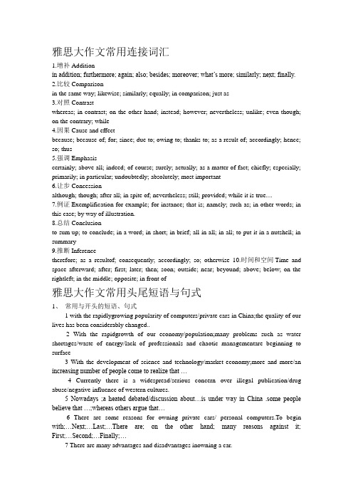 雅思写作大作文常用连接词与句型