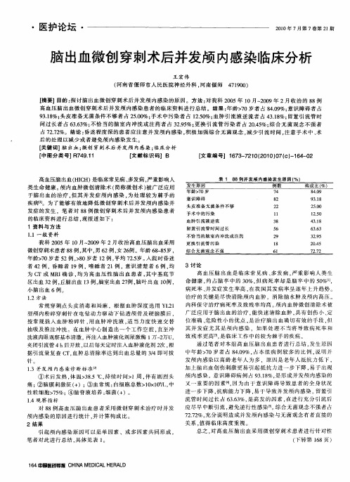 脑出血微创穿刺术后并发颅内感染临床分析