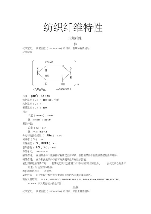 纺织纤维特性