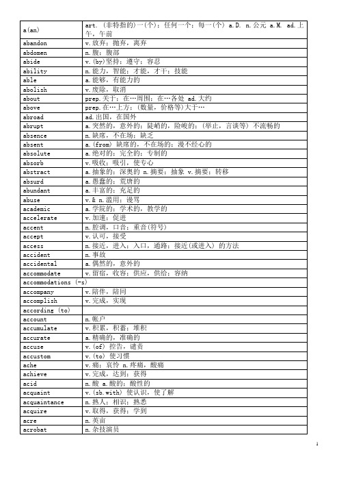 全国公共英语等级考试PETS三级词汇表word版下载