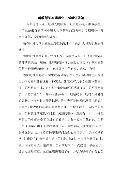 最新新教师见习期职业生涯感悟随笔