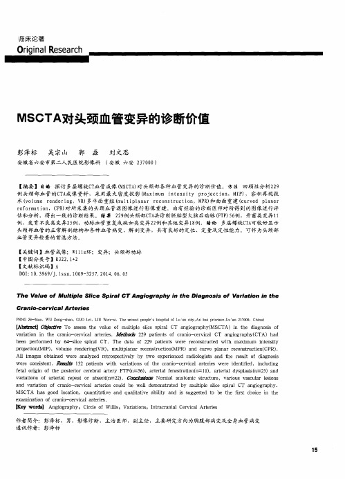 MSCTA对头颈血管变异的诊断价值