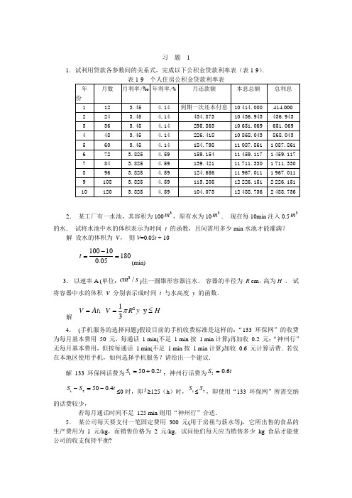 应用数学与计算教学课件-《大学数学简明教程》习题参考解答