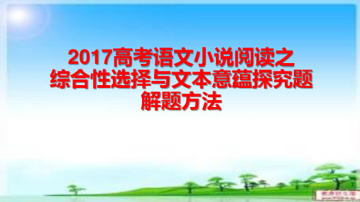 2017高考语文小说阅读之探究文本意蕴ppt课件