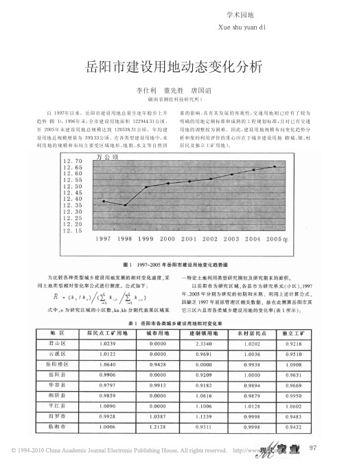 岳阳市建设用地动态变化分析