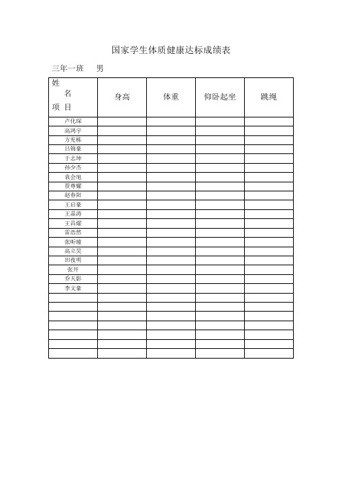 学生达标成绩表