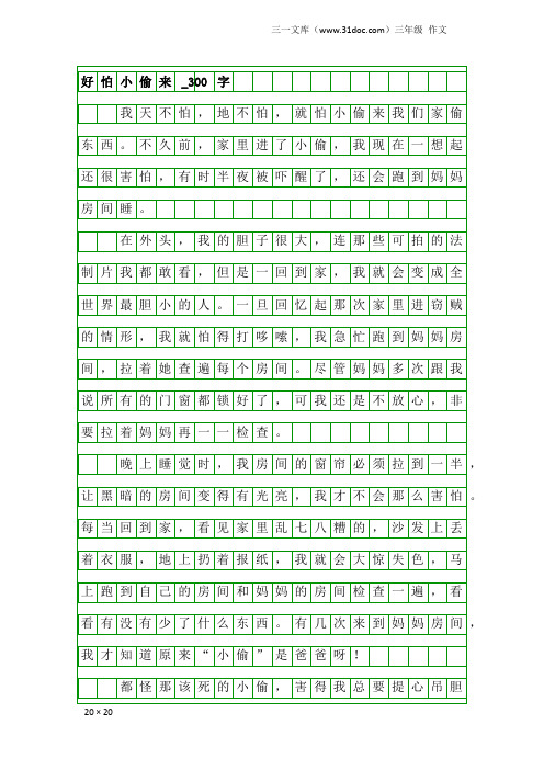 三年级作文：好怕小偷来_300字