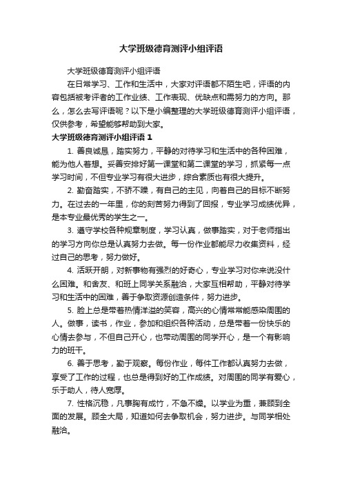 大学班级德育测评小组评语