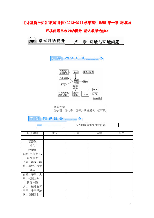 【课堂新坐标】(教师用书)高中地理 第一章 环境与环境问题章末归纳提升 必修5