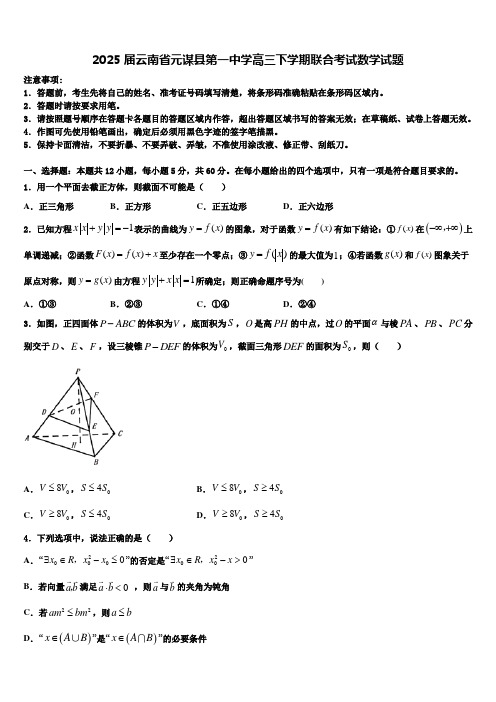 2025届云南省元谋县第一中学高三下学期联合考试数学试题含解析