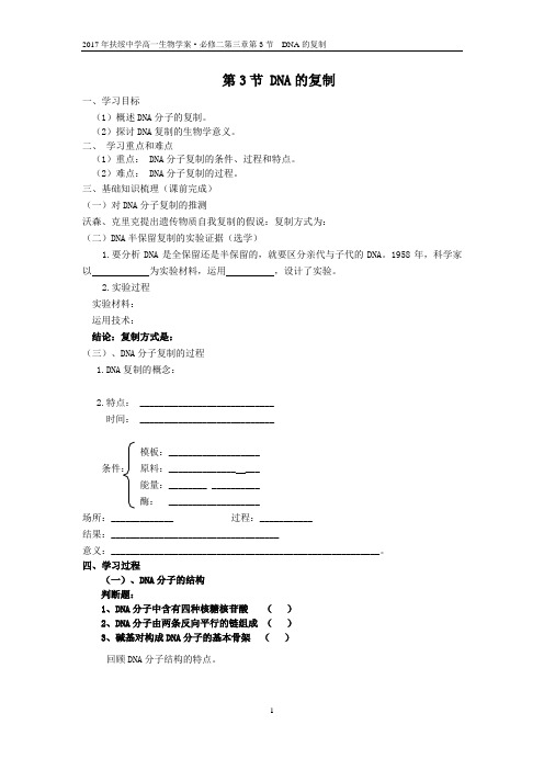 DNA的复制学案