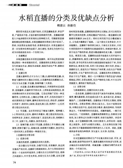 水稻直播的分类及优缺点分析