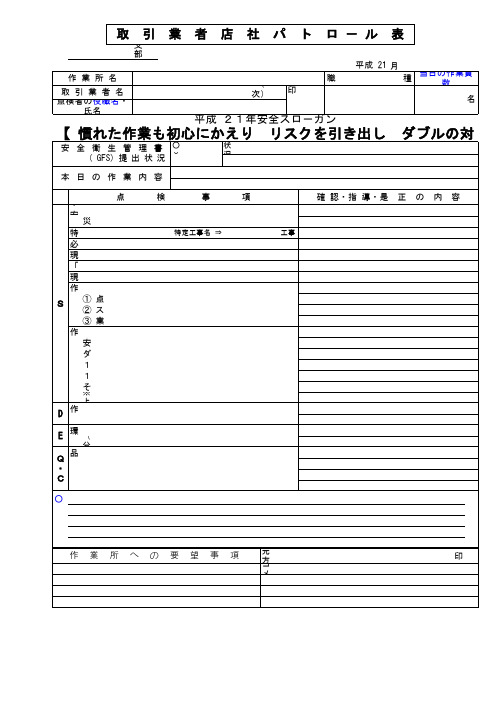 改订版大阪支店取引业者店社パトロール実施要领060201