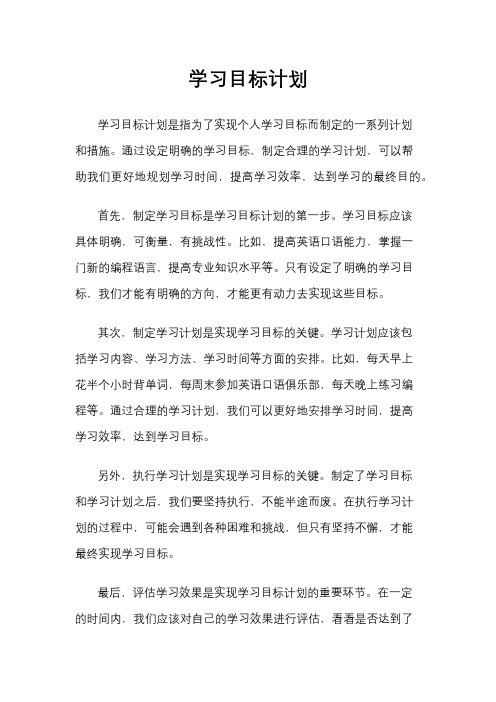 学习目标计划